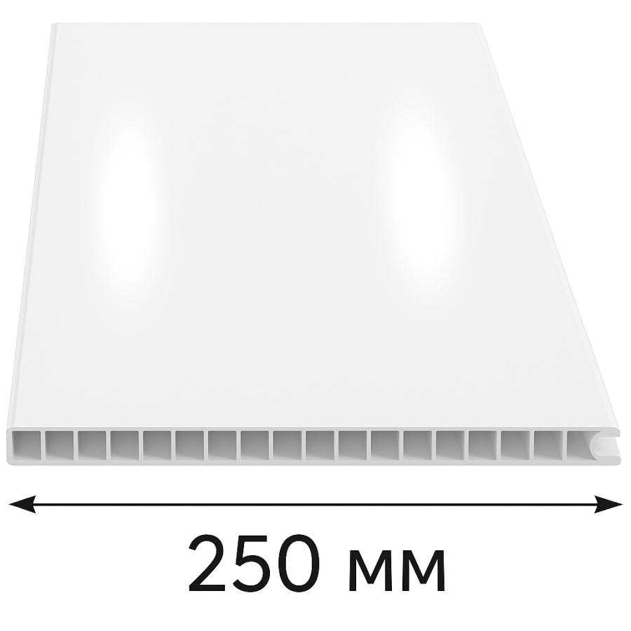 Белая лакированная глянцевая панель ПВХ 3000x250x9 мм