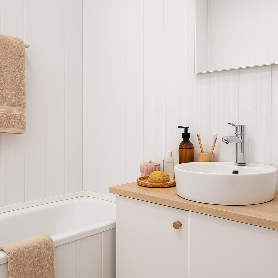 Белая лакированная глянцевая панель ПВХ 2600x250x9 мм