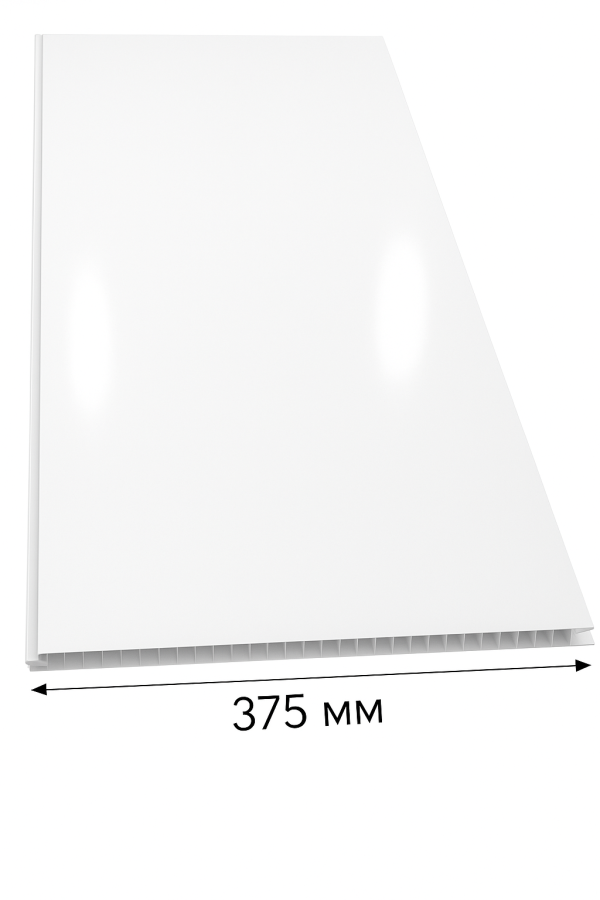 Белая лакированная глянцевая панель ПВХ 2600x375x9 м
