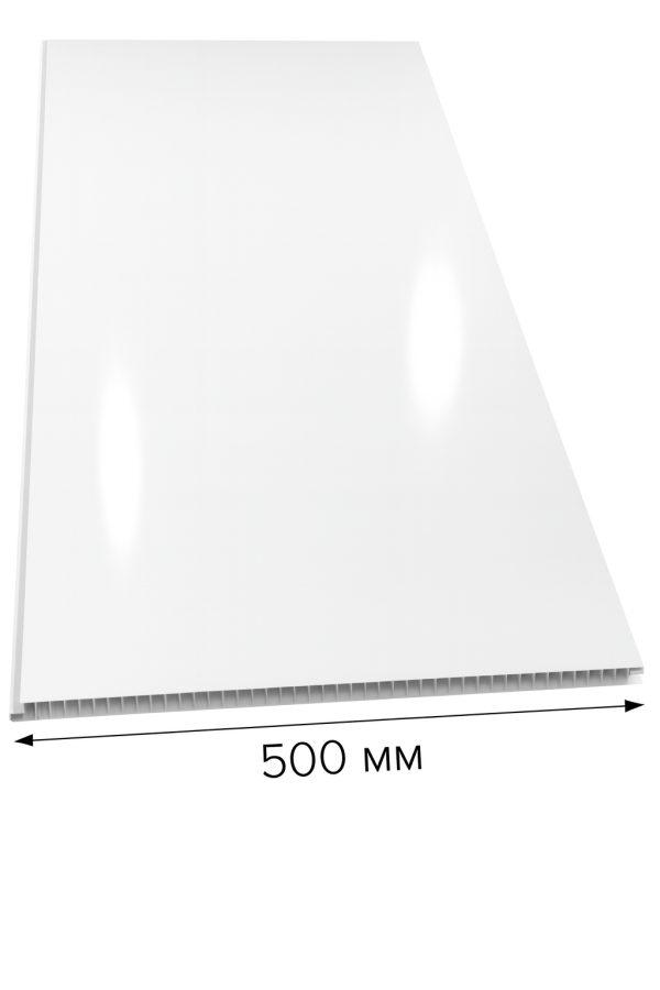 Белая лакированная глянцевая панель ПВХ 3000x375x9 м