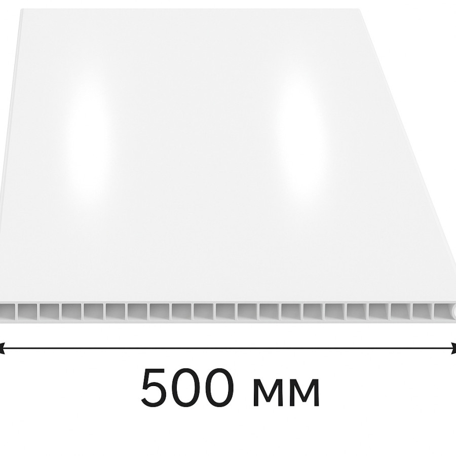 Белая лакированная глянцевая панель ПВХ 3000x500x9 м