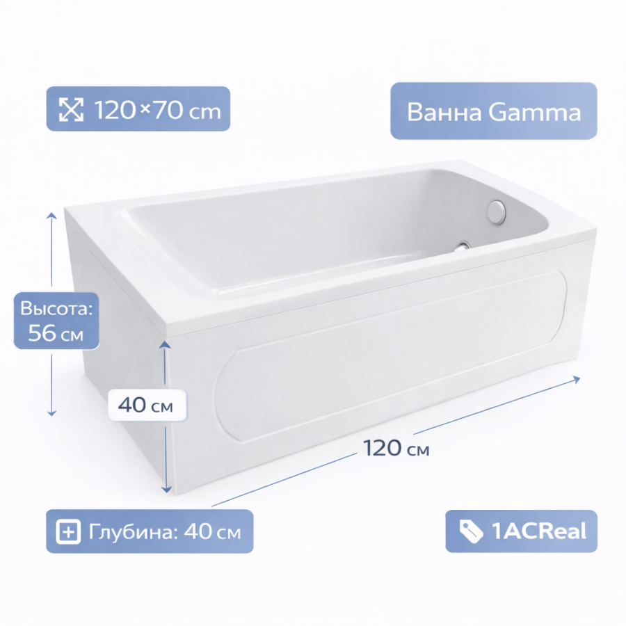 Ванна Gamma 120х70 1ACReal