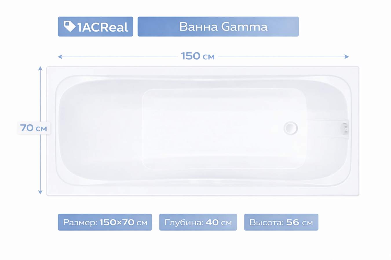 Ванна Gamma 150х70 1ACReal