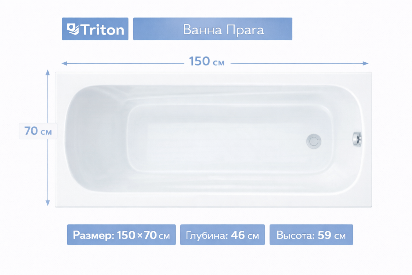 Ванна Прага 150х70 Triton
