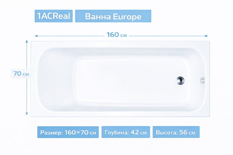 Ванна Europe 160х70 1ACReal