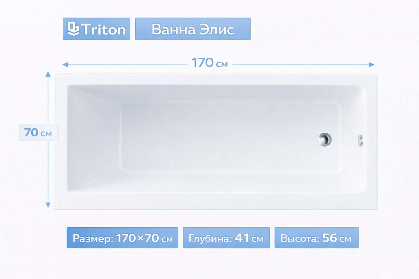 Ванна Элис 170х70 Triton