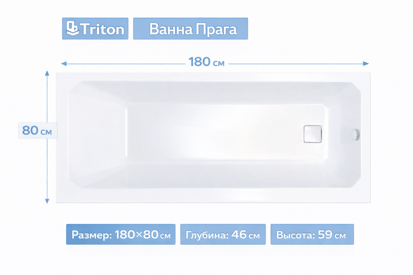 Ванна Прага 180х80 Triton