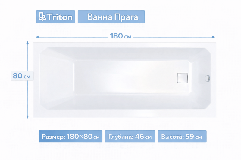 Ванна Прага 180х80 Triton