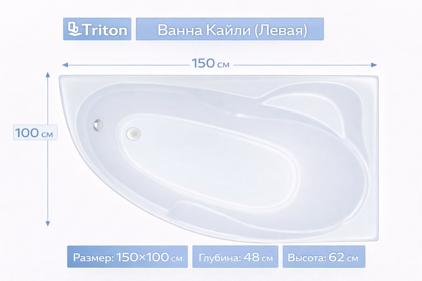 Ванна Кайли (левая) 150х100 Triton