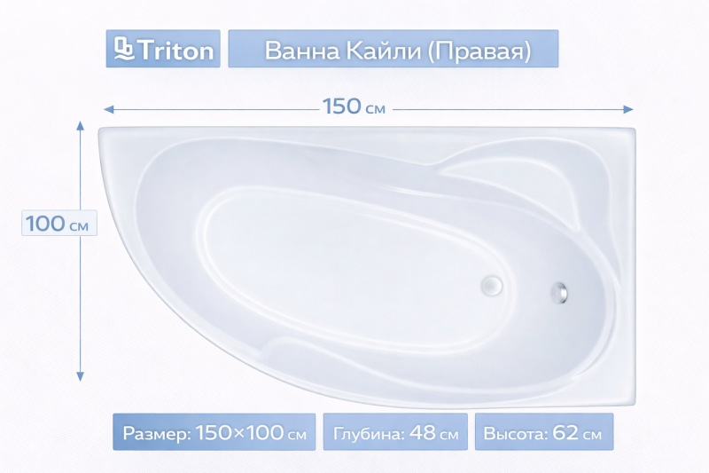 Ванна Кайли (правая) 150х100 Triton