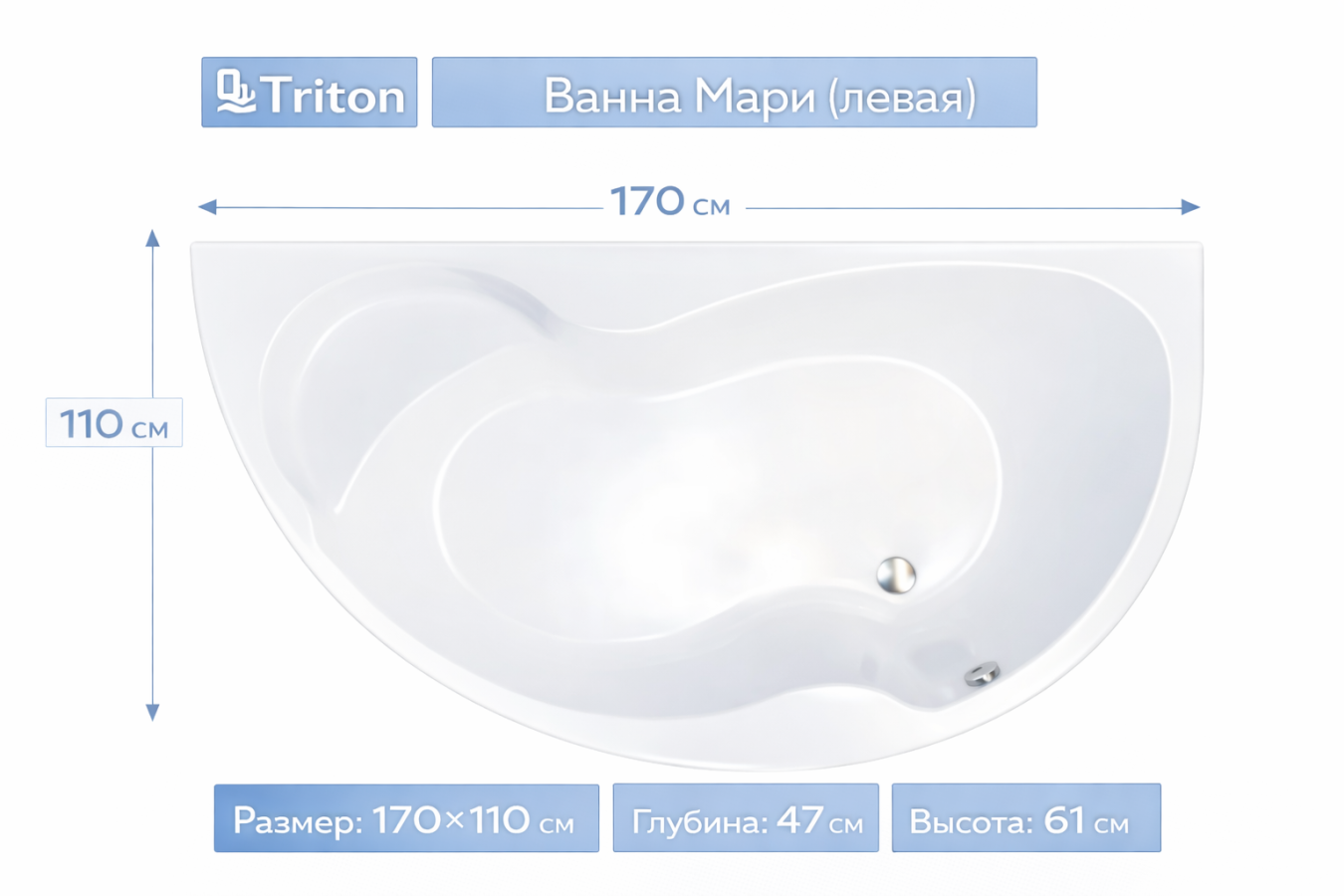 Ванна Мари (правая) 170х110 Triton