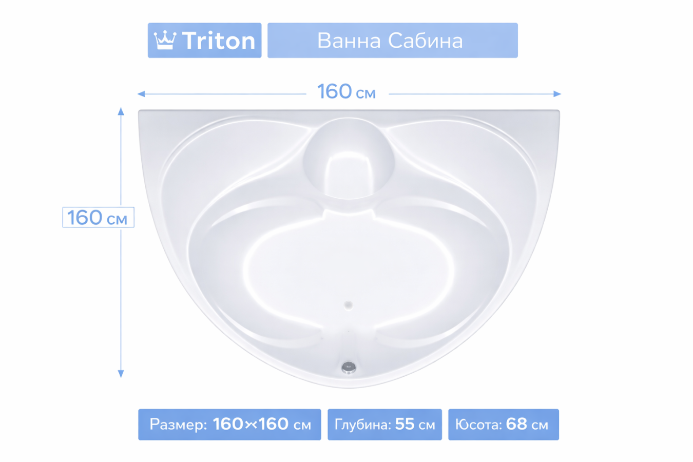 Ванна Сабина 160х160 Triton