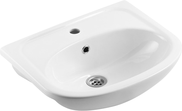 Мебельная раковина Rosa Уют 51 накладная, белая, полукруглая, фаянс