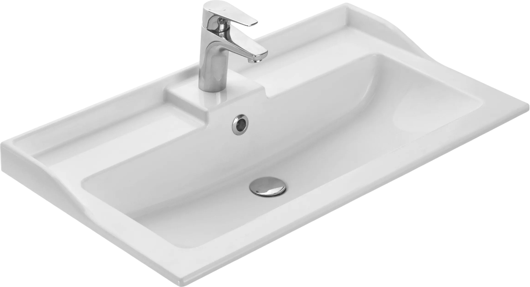 Мебельная раковина AQUATON Фабиа 800 накладная, белая, прямоугольная, искусственный мрамор