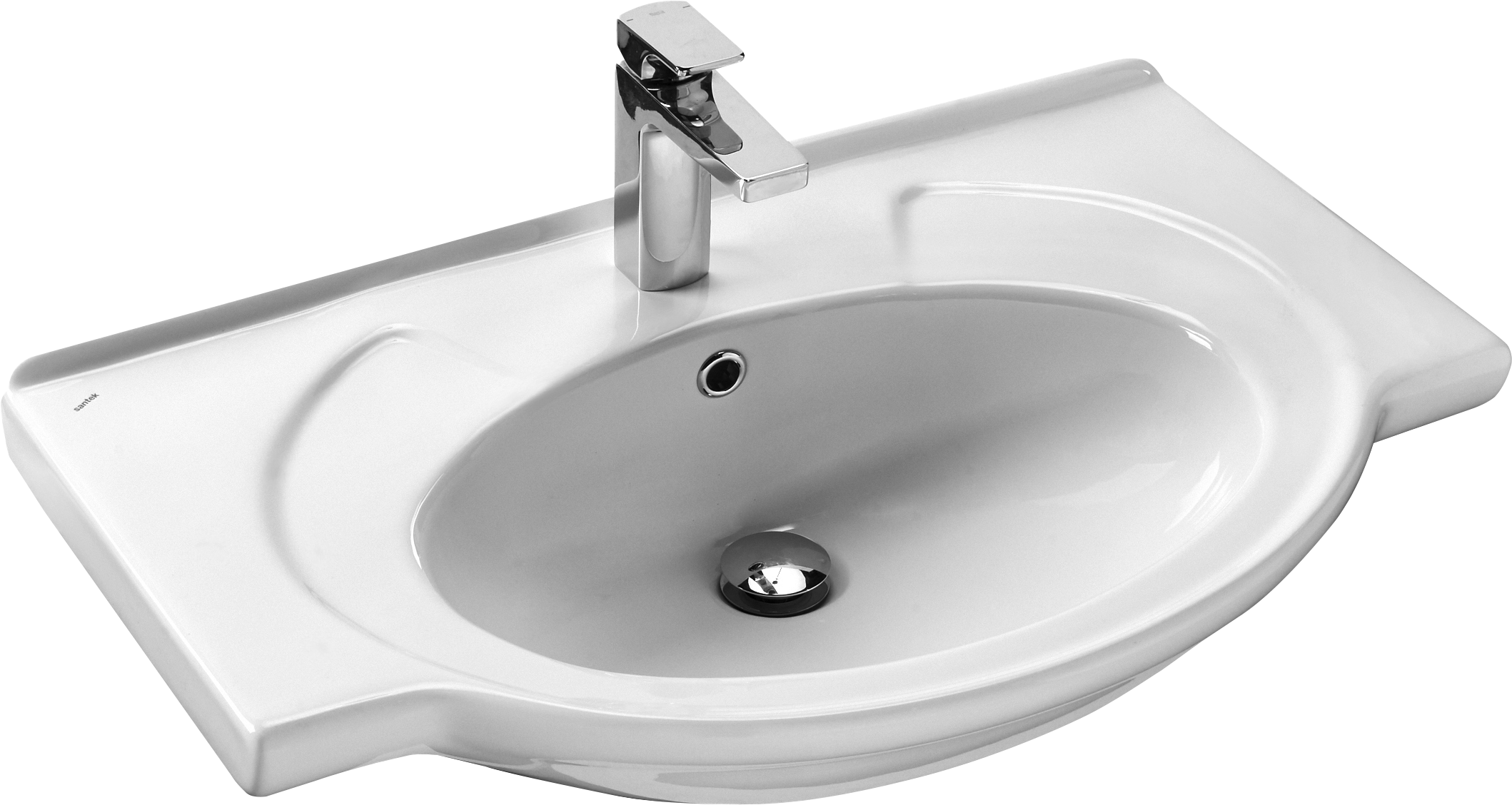 Мебельная раковина Santek Байкал 76 накладная, глянцевая белая, прямоугольная, фарфор