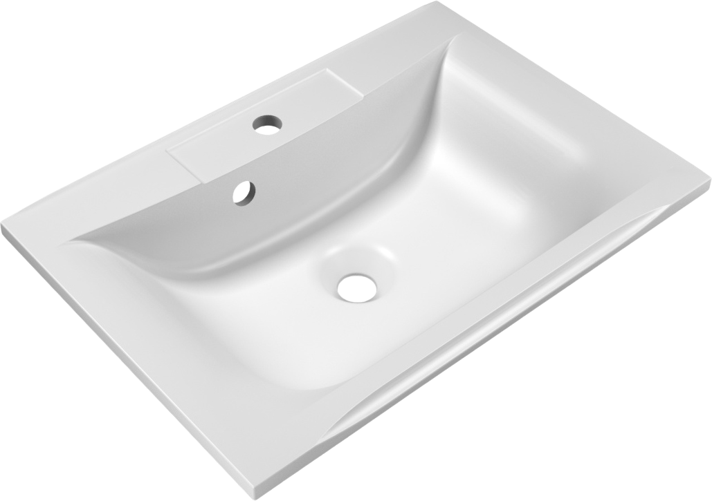 Мебельная раковина Florentina Прима 65 накладная, белая, прямоугольная, литьевой мрамор