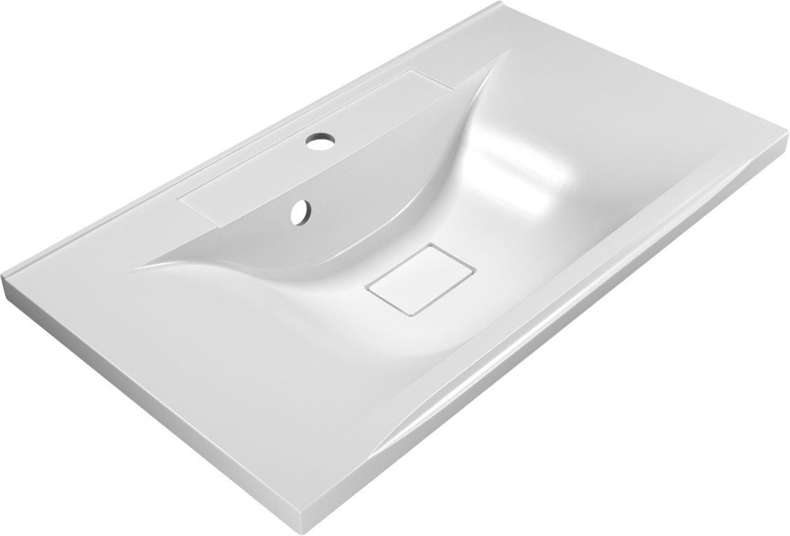 Мебельная раковина Florentina Прима 80 накладная, белая, прямоугольная, литьевой мрамор