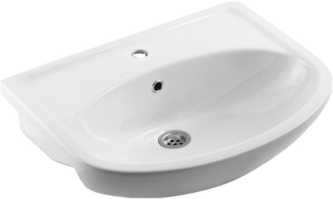 Мебельная раковина Rosa Уют 62 накладная, белая, полукруглая, фаянс