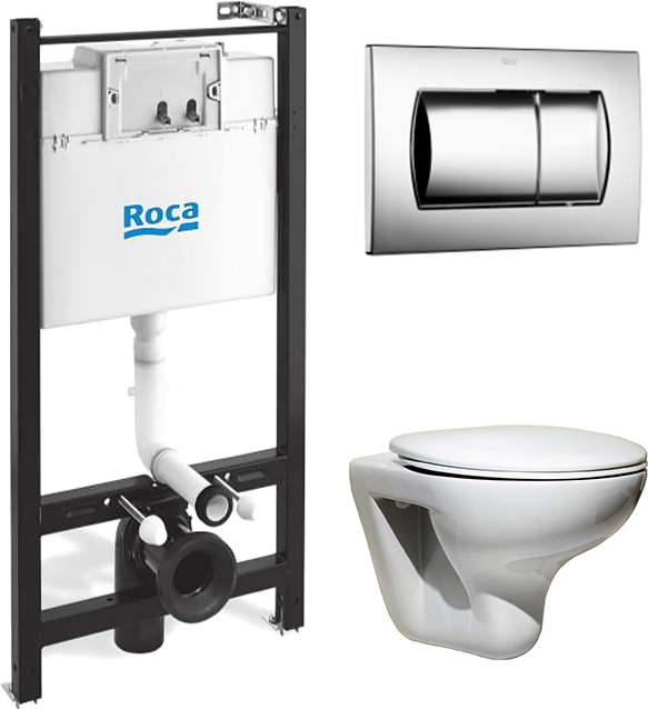 Комплект 4 в 1 Roca Mateo 893100010 подвесной унитаз + инсталляция + кнопка