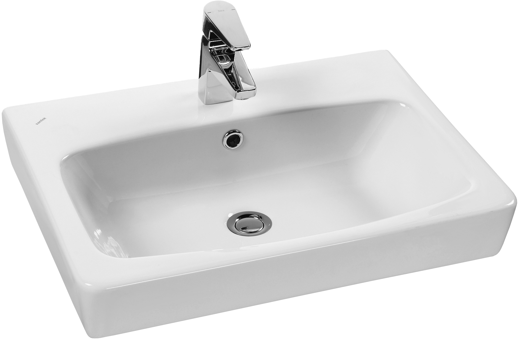 Мебельная раковина Santek Нео 55 накладная, глянцевая белая, прямоугольная, фарфор