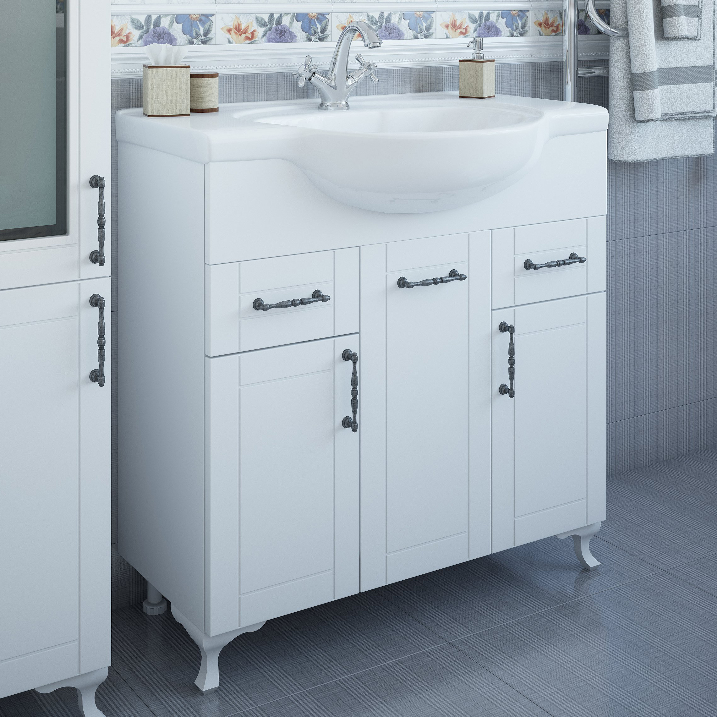 Тумба под раковину без столешницы Sanflor Глория 85, белая