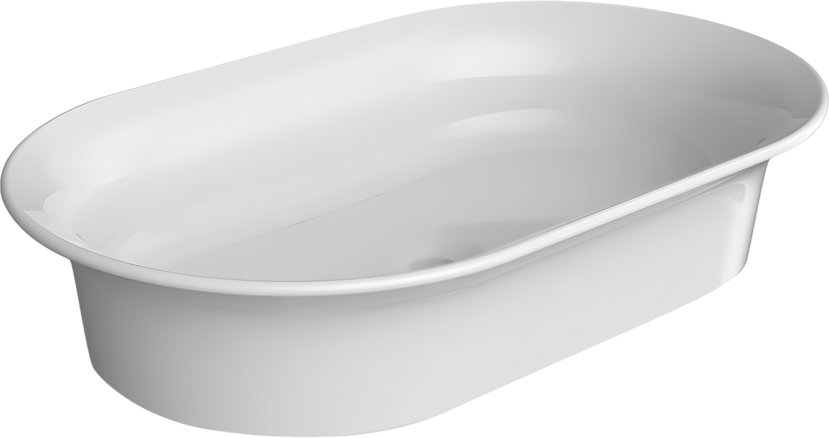 Накладная раковина KERAMA MARAZZI Canaletto 65 глянцевая белая, овальная, фаянс