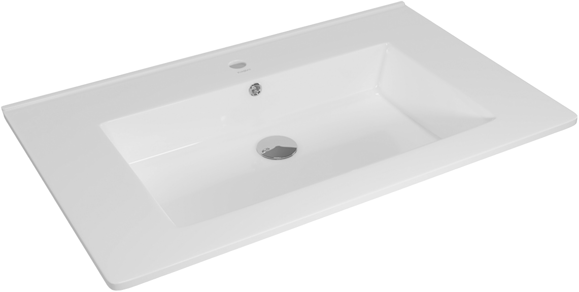 Мебельная раковина Kirovit Оскар 75 накладная, белая, прямоугольная, фаянс