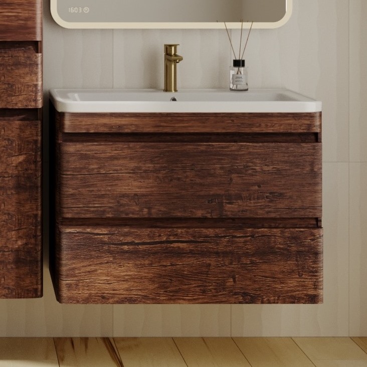 Тумба с раковиной Style Line Атлантика 80 Люкс Plus, подвесная, старое дерево