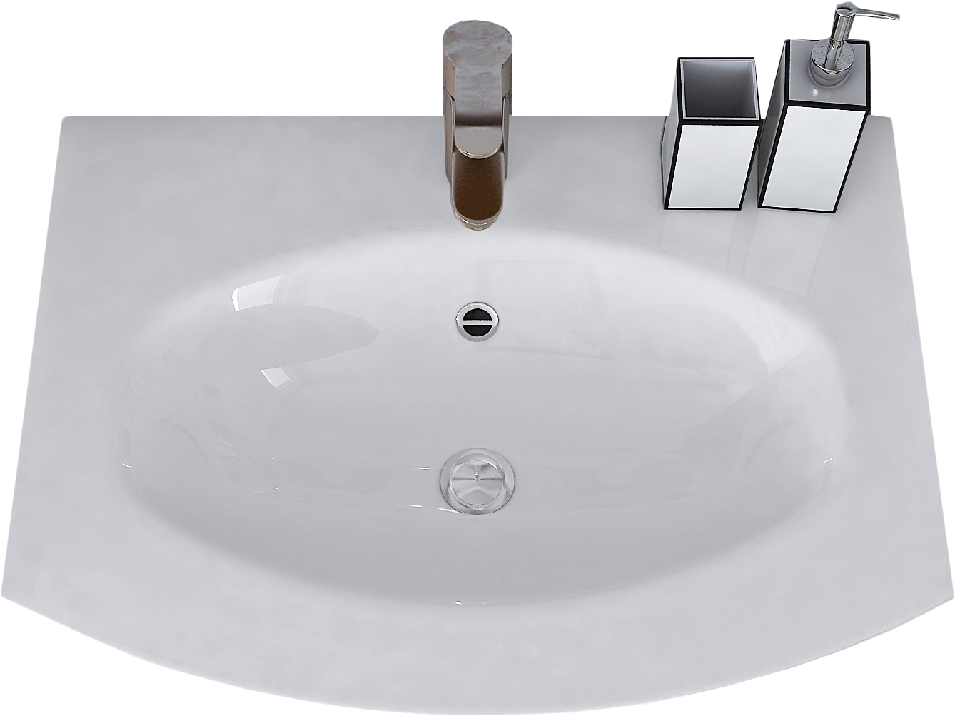 Мебельная раковина Cezares 70 накладная, белая, полукруглая, искусственная камень