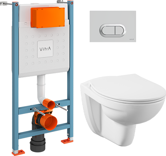 Комплект VitrA Normus L-box 9773B003-7206 с микролифтом + Инсталляция + Кнопка