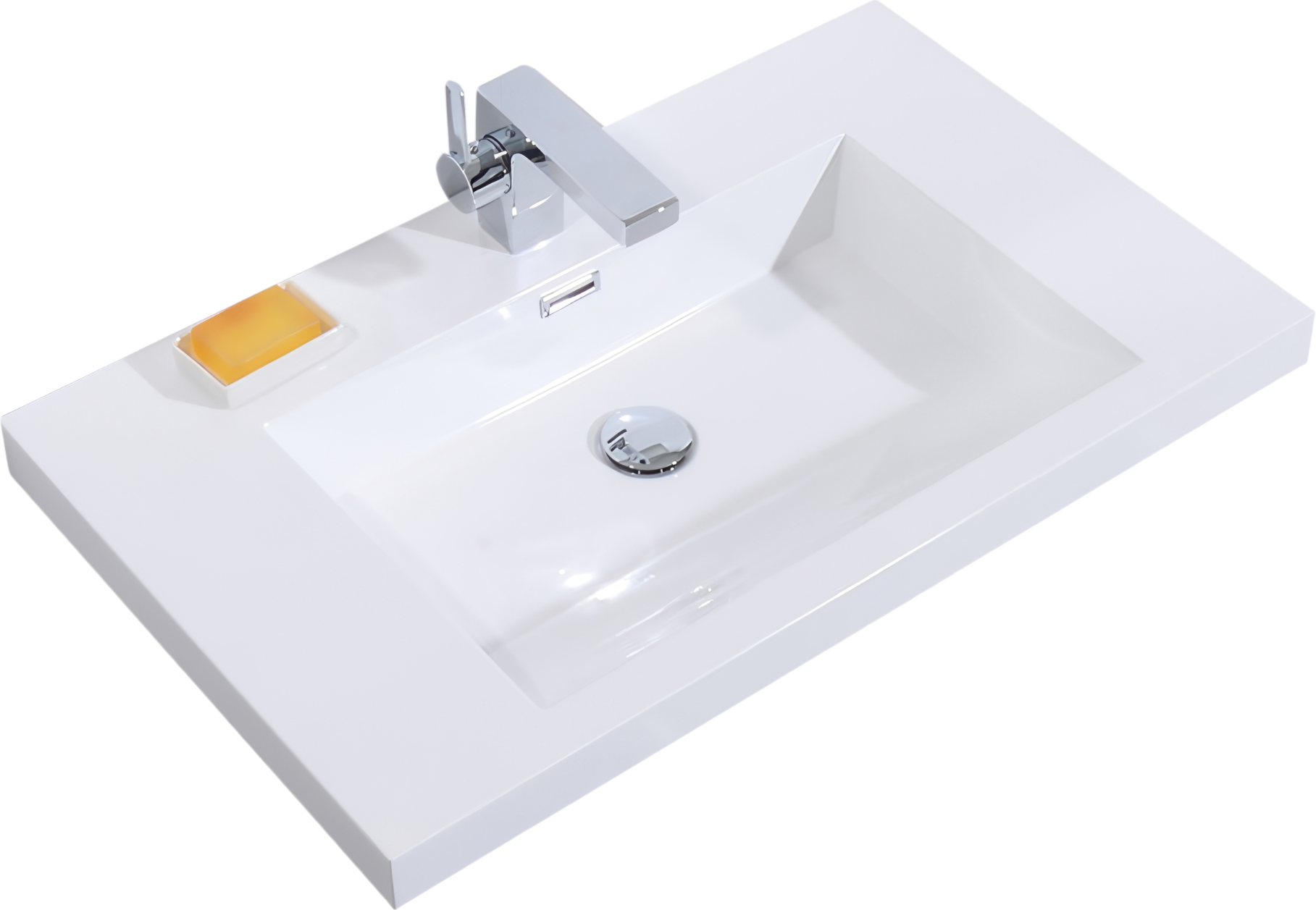 Мебельная раковина BelBagno Luce 60 накладная, белая, прямоугольная, искусственная мрамор