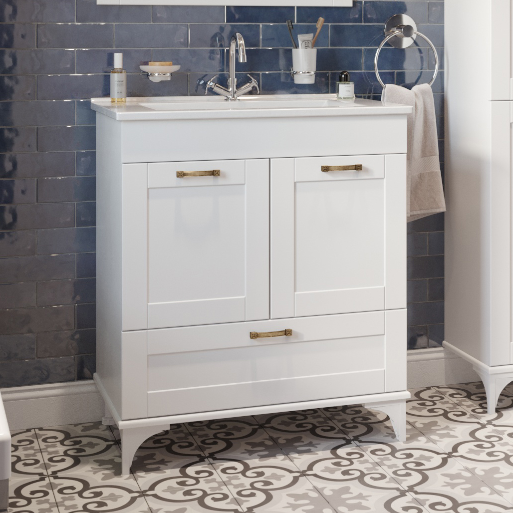 Тумба под раковину без столешницы Sanflor Ванесса 75, напольная, белая