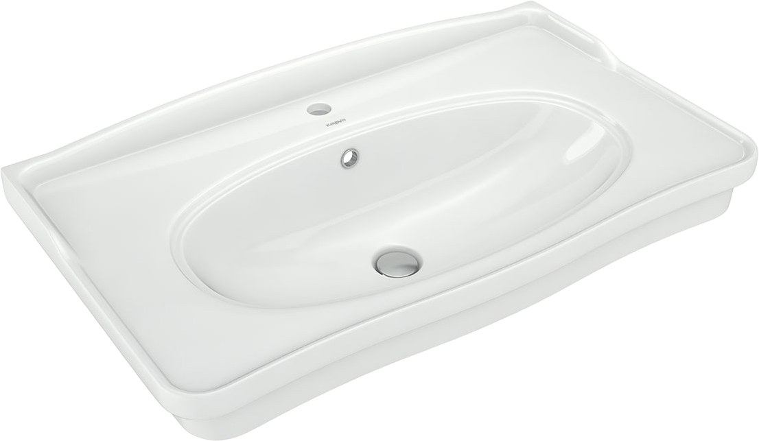 Мебельная раковина Kirovit Модерн 85 накладная, белая, прямоугольная, фаянс