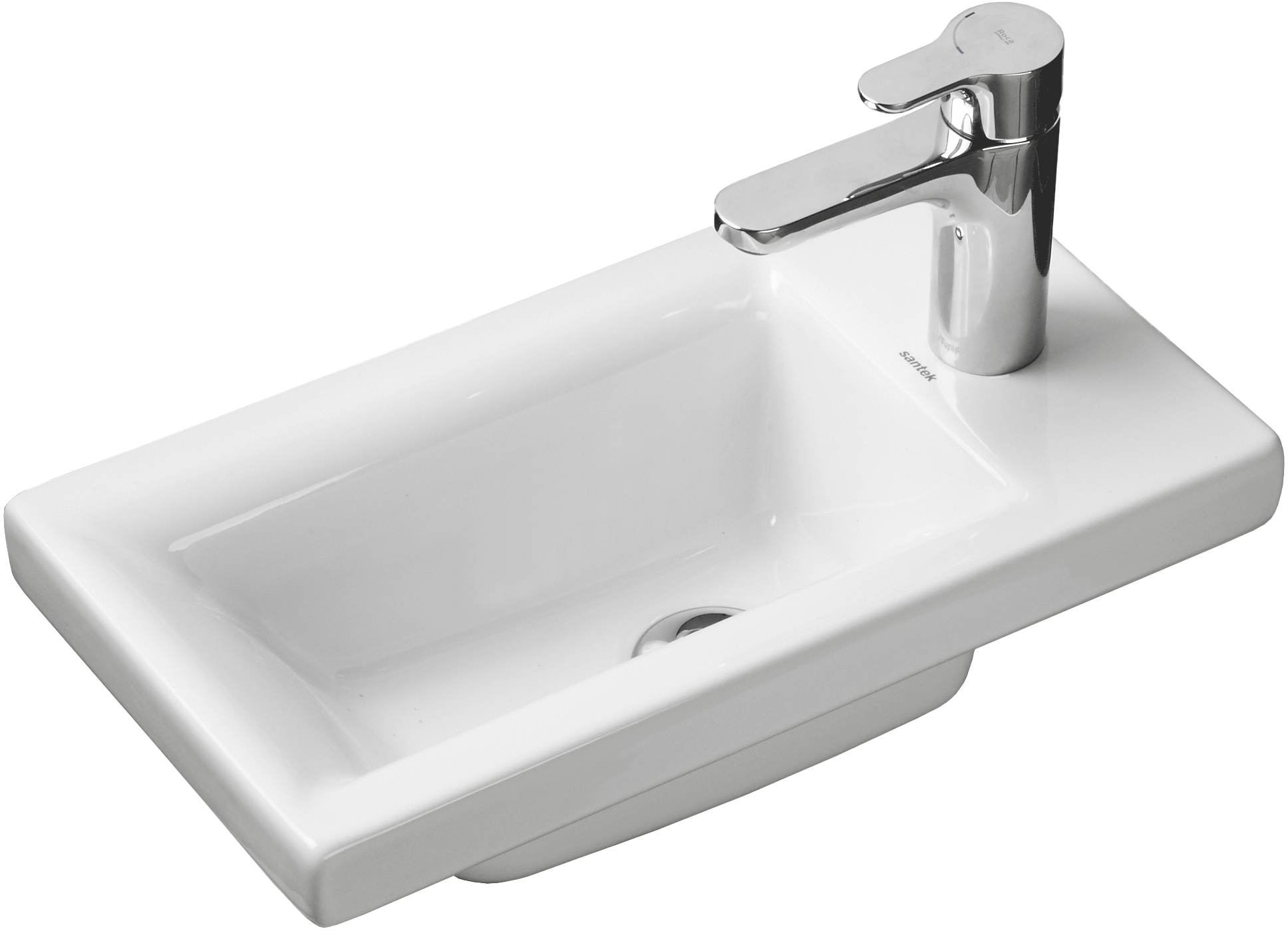 Раковина маленькая в туалет Santek Миранда 1.WH30.2.500 40 глянцевая белая, прямоугольная