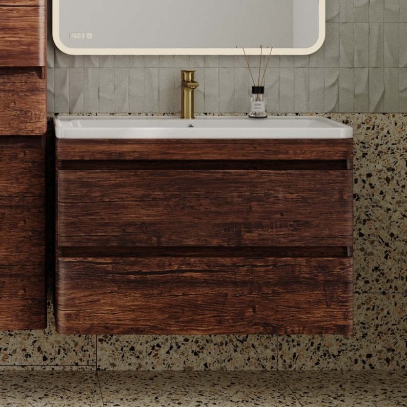 Тумба с раковиной Style Line Атлантика 90 Люкс Plus, подвесная, старое дерево