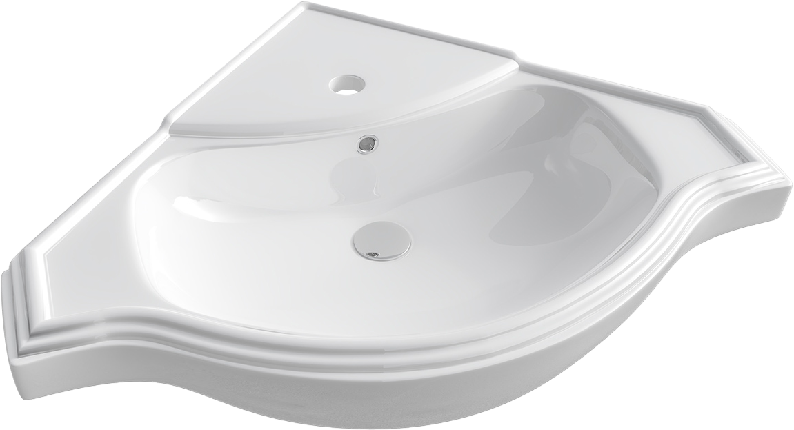 Мебельная раковина Kirovit Классик 65 угловая накладная, белая, полукруглая, фаянс