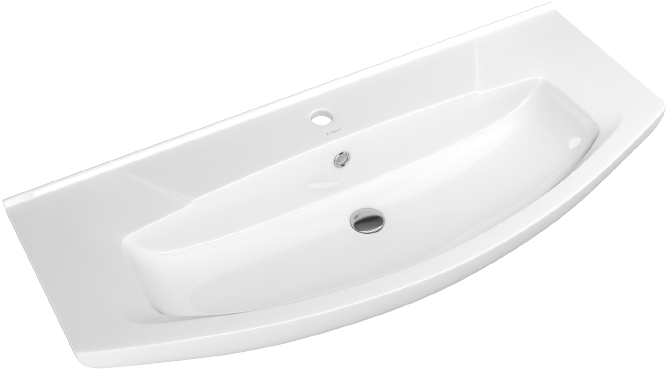 Мебельная раковина Kirovit Элеганс 105 накладная, белая, полукруглая, фарфор