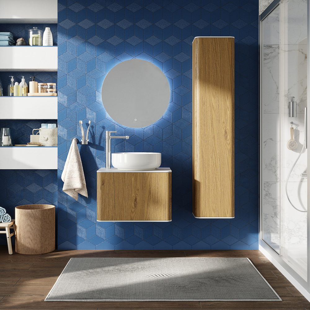 Мебель для ванной комнаты STWORKI Ноттвиль 60 дуб верона, с отверстием под смеситель, подвесная (комплект, гарнитур)