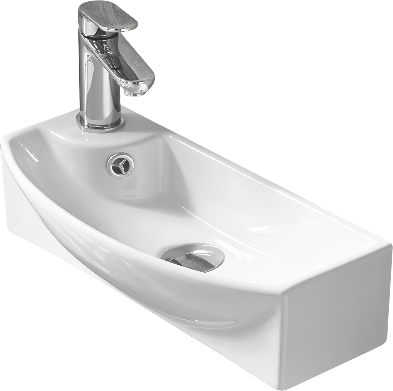 Раковина маленькая в туалет SantiLine SL-2013R 46 белая, прямоугольная, фаянс