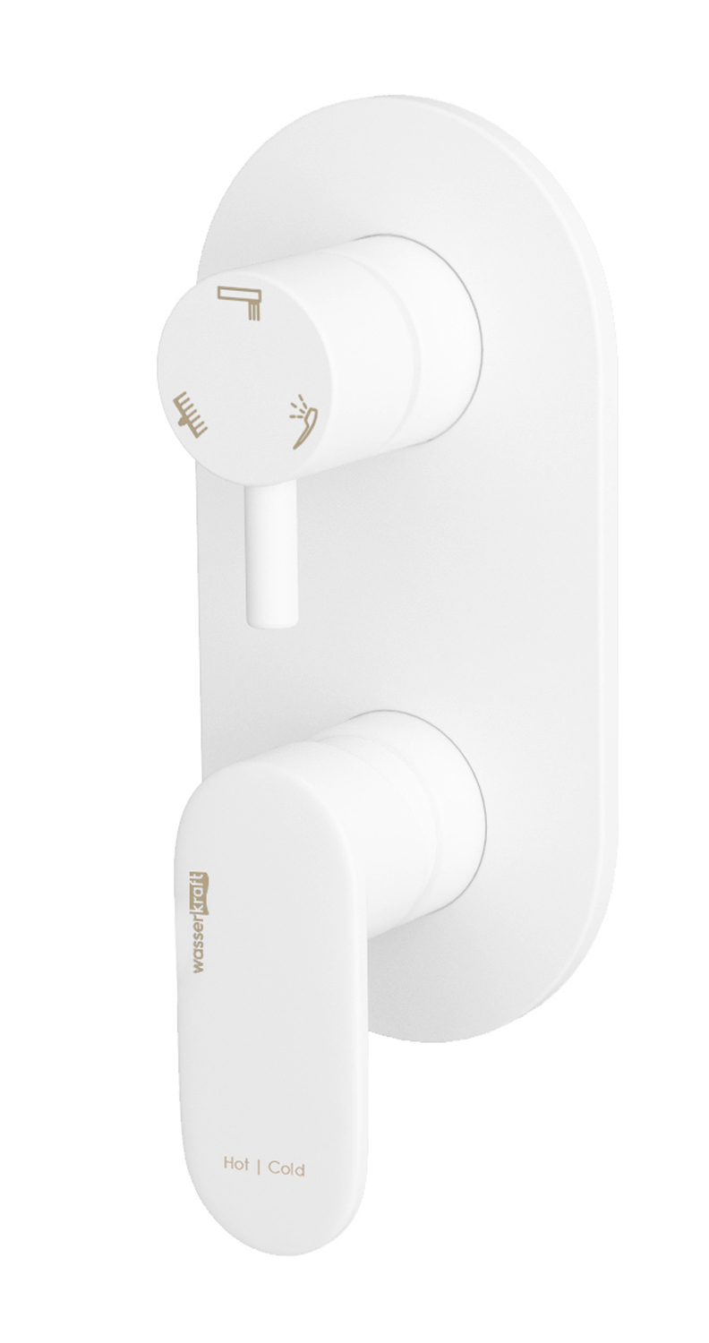 Встраиваемый смеситель для душа и ванны Wasserkraft Mindel 8571 С ВНУТРЕННЕЙ ЧАСТЬЮ, белый Soft-touch