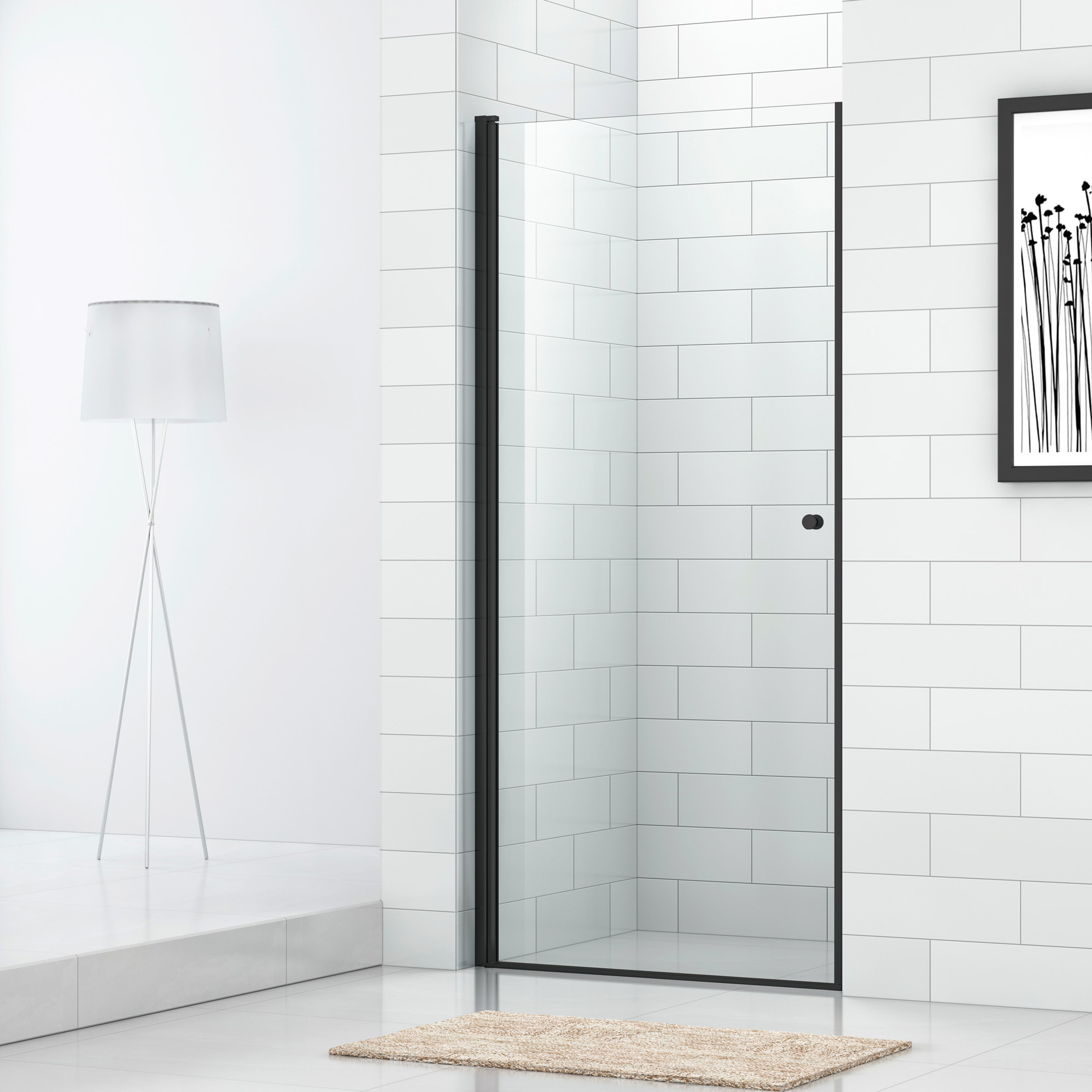 Душевая дверь в нишу Cezares Eco ECO-O-B-1-80-C-NERO профиль черный, стекло прозрачное