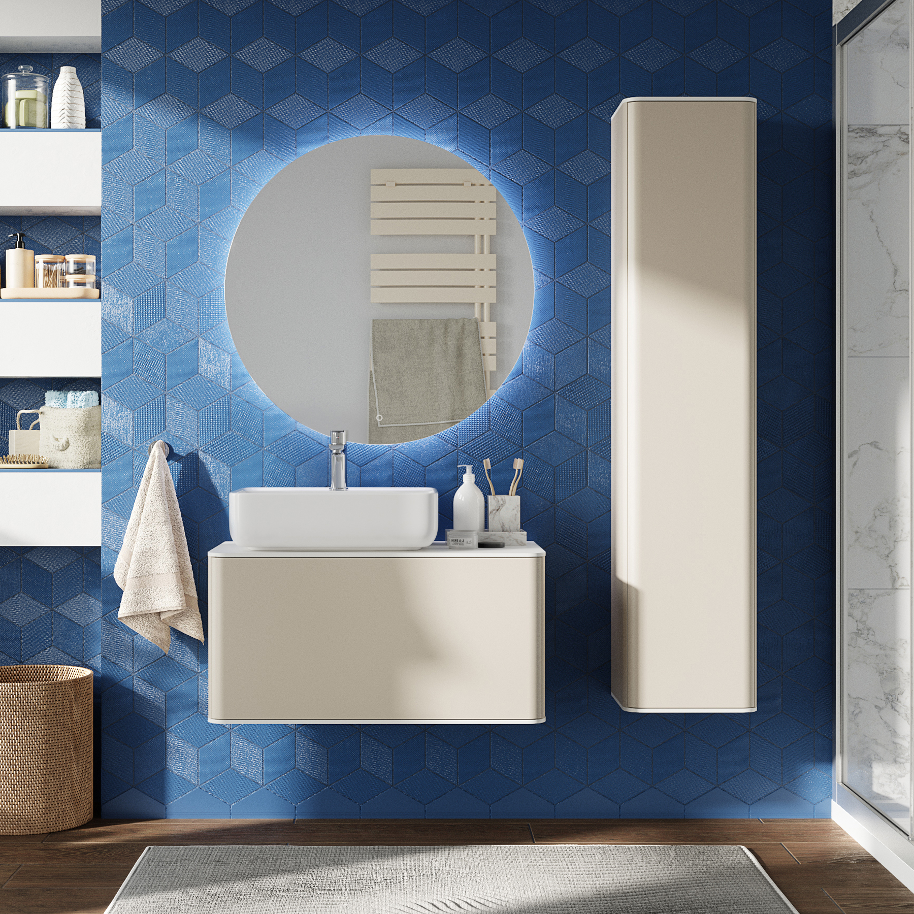 Мебель для ванной комнаты STWORKI Ноттвиль 80 бежевый шелк, без выреза под смеситель