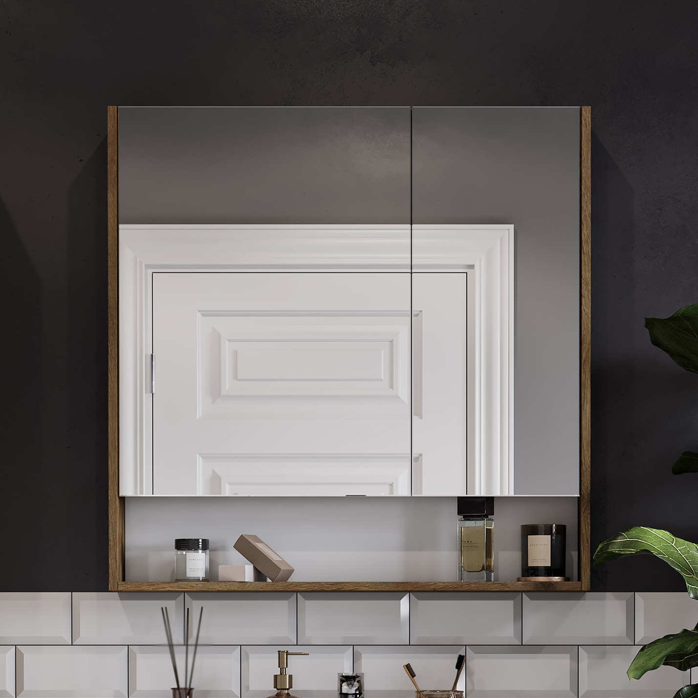 Зеркало-шкаф AQUATON Сканди 90 дуб рустикальный