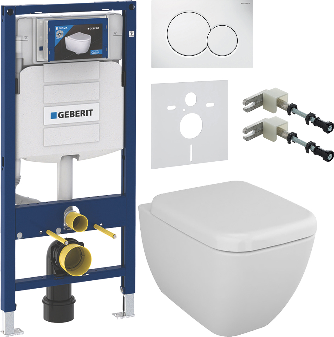 Комплект 6 в 1 Унитаз подвесной VitrA Shift 7742B003-0075 белая глянцевая + Сиденье 91-003-009 с микролифтом, петли хром + Инсталляция Geberit Duofix UP 320 111.300.00.5 (111.950.00.6) + Кнопка Sigma 01 115.770.11.5 цвет белый + Звукоизоляция 156.050.00.1