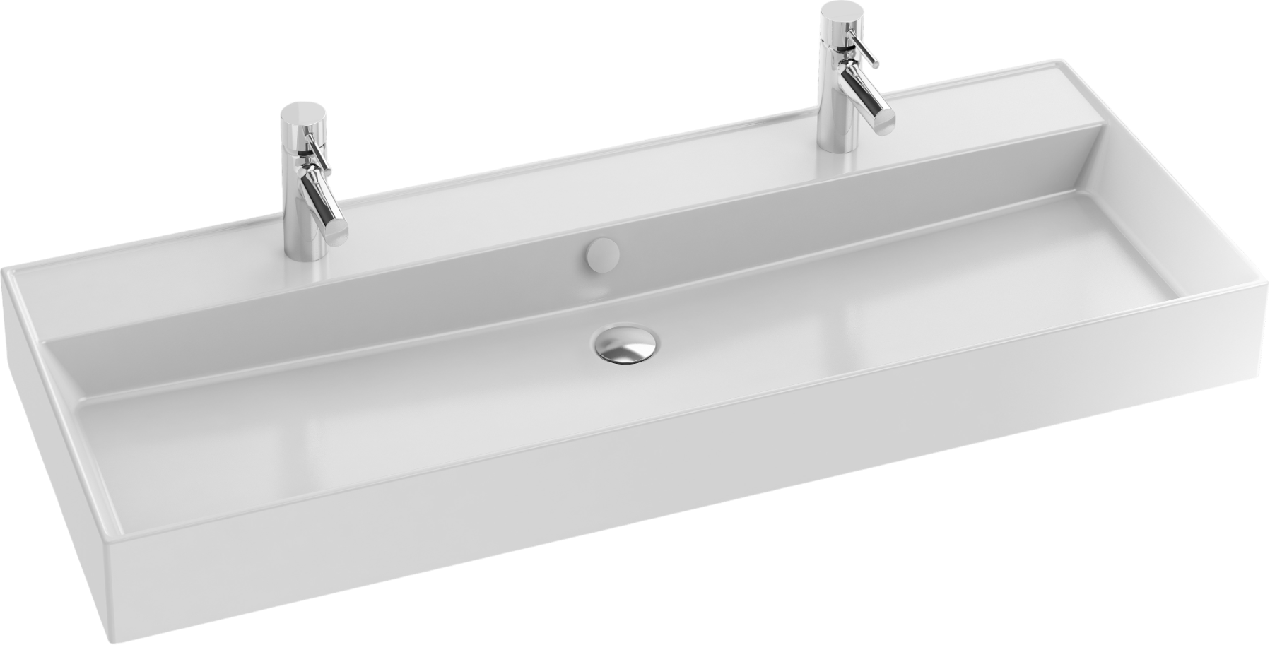 Мебельная раковина Jacob Delafon Vivienne EXBK112-00 121 накладная, для двоих, белая, с 2 отверстиями под смеситель, прямоугольная, фарфор