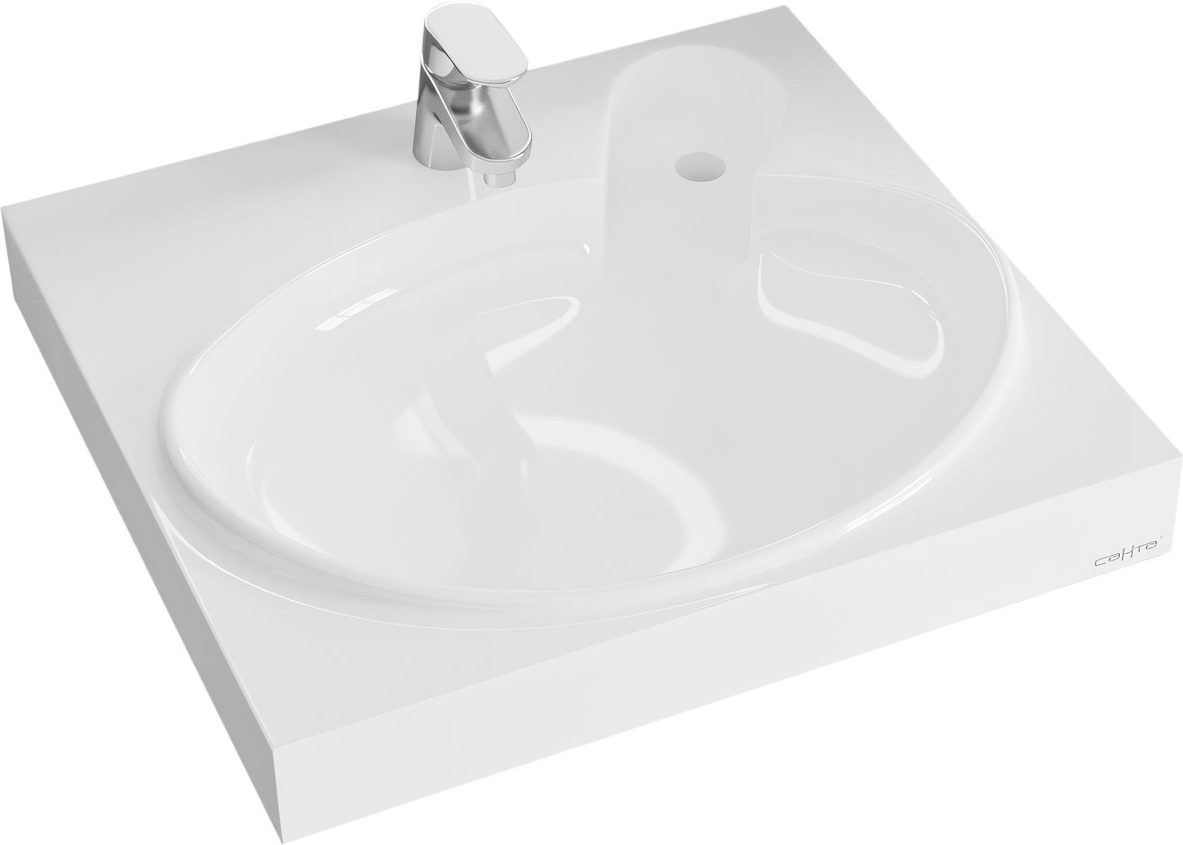 Раковина над стиральной машиной СаНта Сатурн 60 белая, прямоугольная, с комплектом кронштейнов