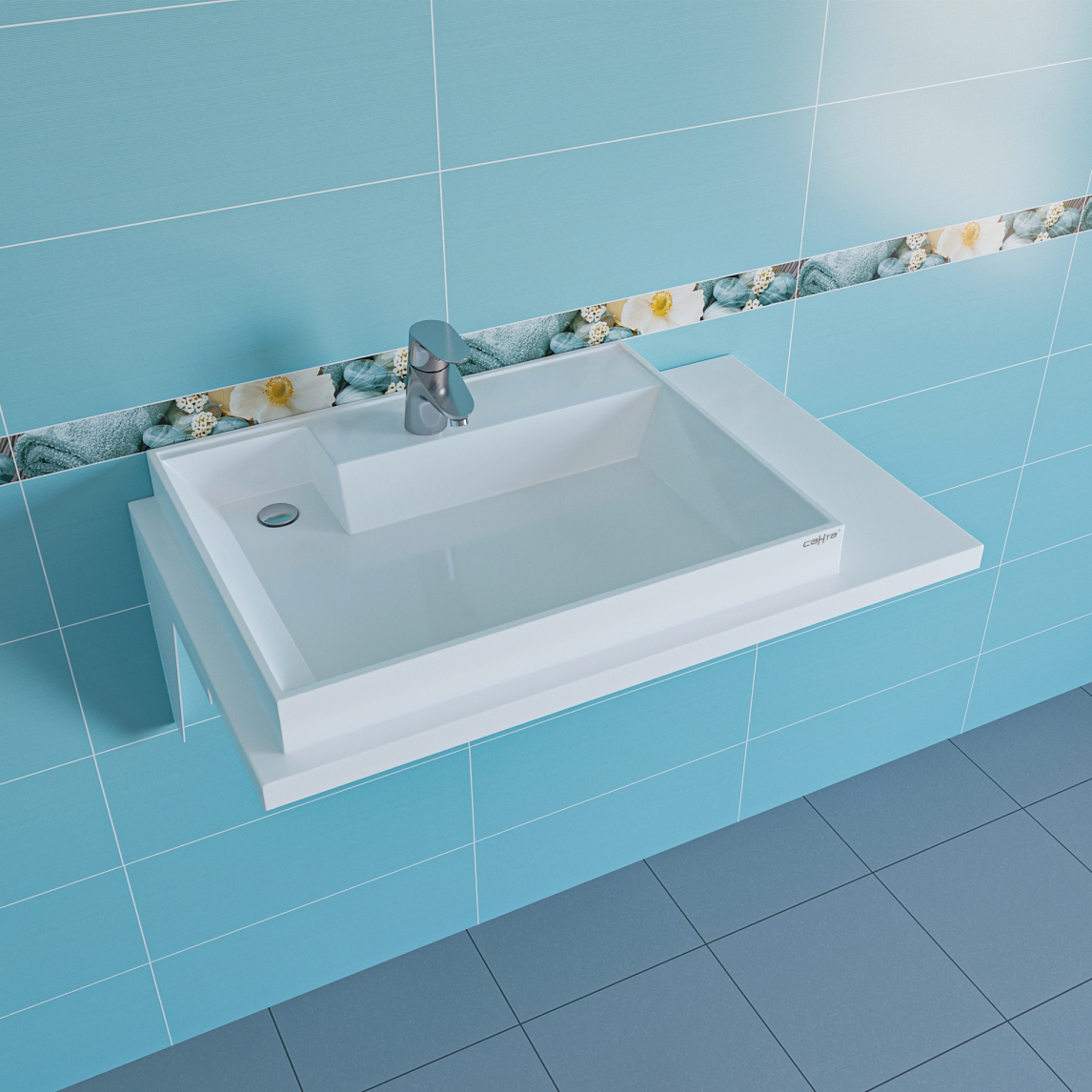 Раковина над стиральной машиной СаНта Юпитер 90 L белая, прямоугольная, со столешницей справа, с комплектом кронштейнов