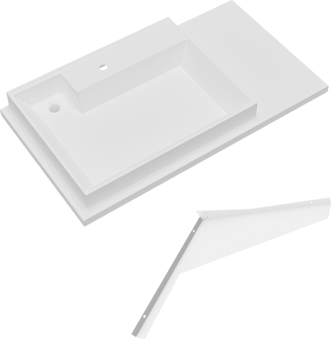 Раковина над стиральной машиной СаНта Юпитер 90 L белая, прямоугольная, со столешницей справа, с кронштейном