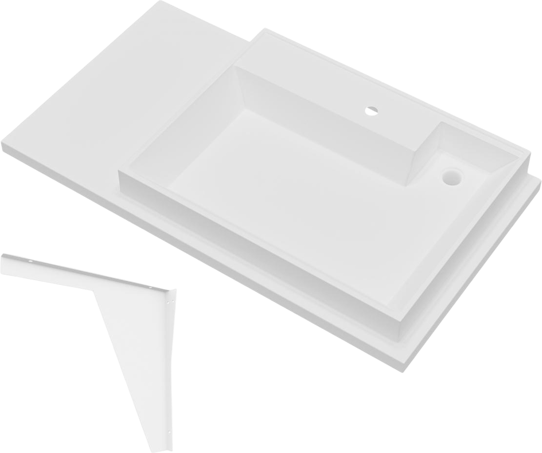 Раковина над стиральной машиной СаНта Юпитер 90 R белая, прямоугольная, со столешницей слева, с кронштейном