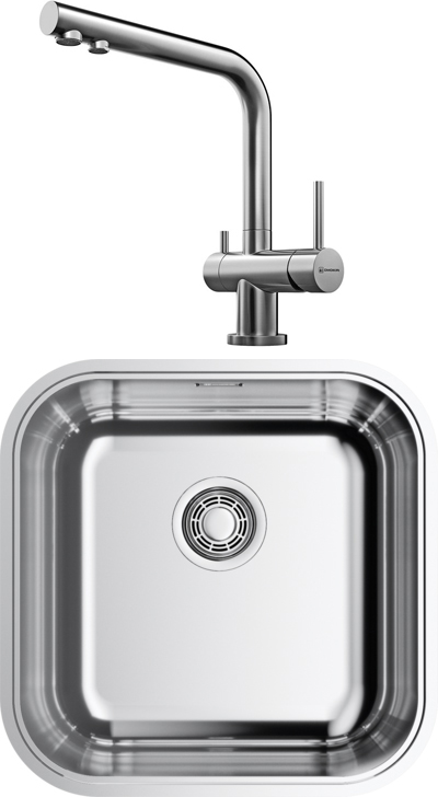 Комплект Мойка Omoikiri Omi 44-U/IF-IN Quadro нержавеющая сталь + Смеситель Nagano BN нержавеющая сталь